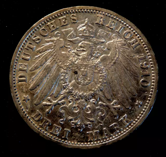 Baden Deutsches Reich 3 Mark 1910 G Silber Ag