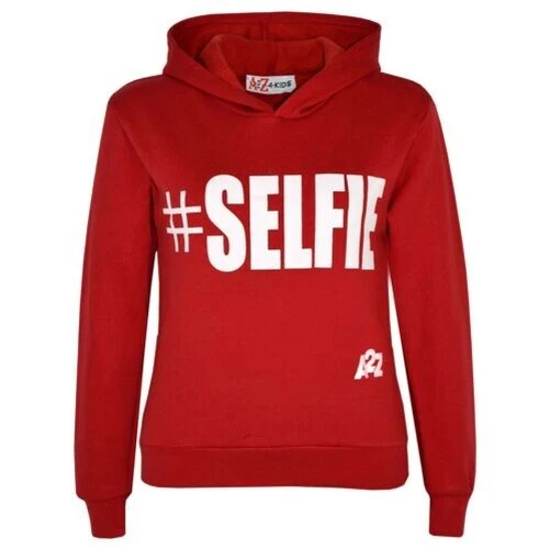 Bambine Selfie Stampato Elegante Moda Giacca con Cappuccio Varsity Età 7-13
