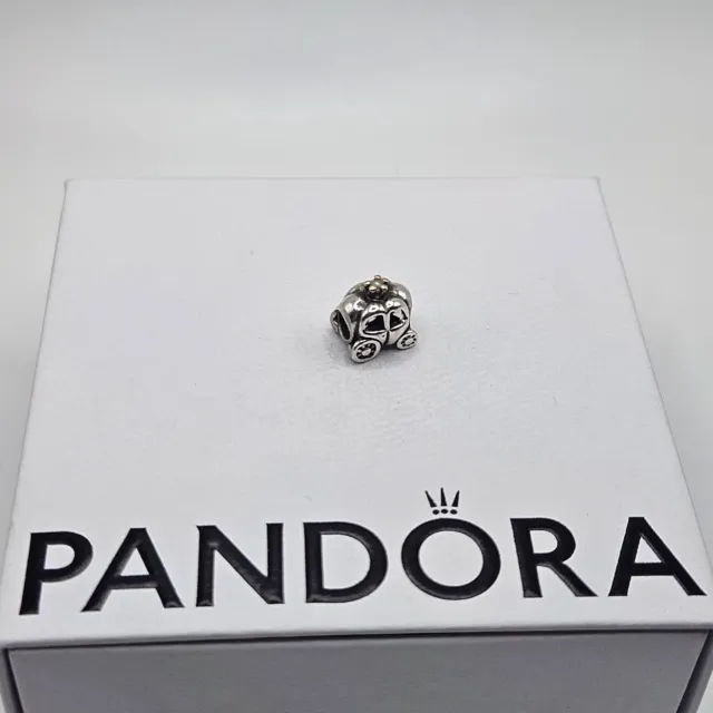 Genuine Pandora Royal Carriage Gold Two Tone Pearl Charm ALE 925 #790598P