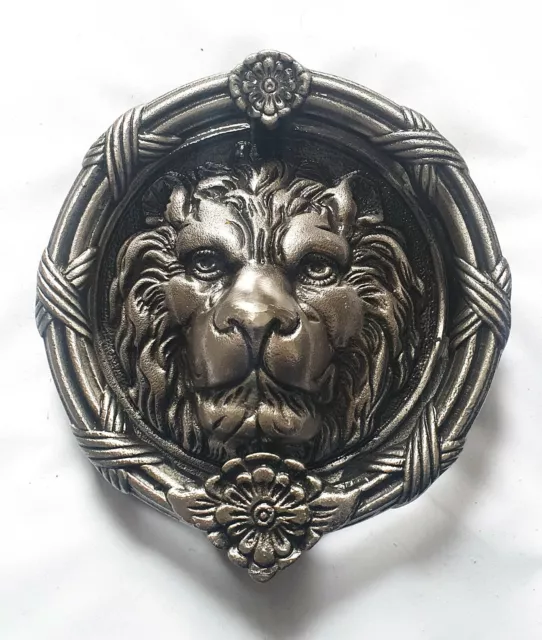 Front Door Knocker Lion Head Nickel Antique Iron Extra Large Premium Downing St