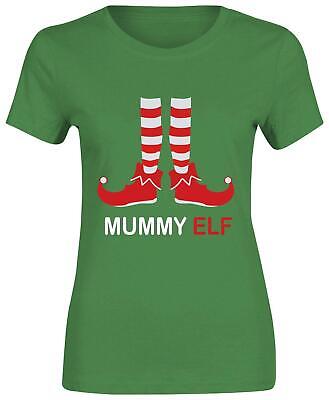 Girls Mummy ELF Printed T Shirt Ladies Xmas Party Short Sleeve Top Cotton Tee