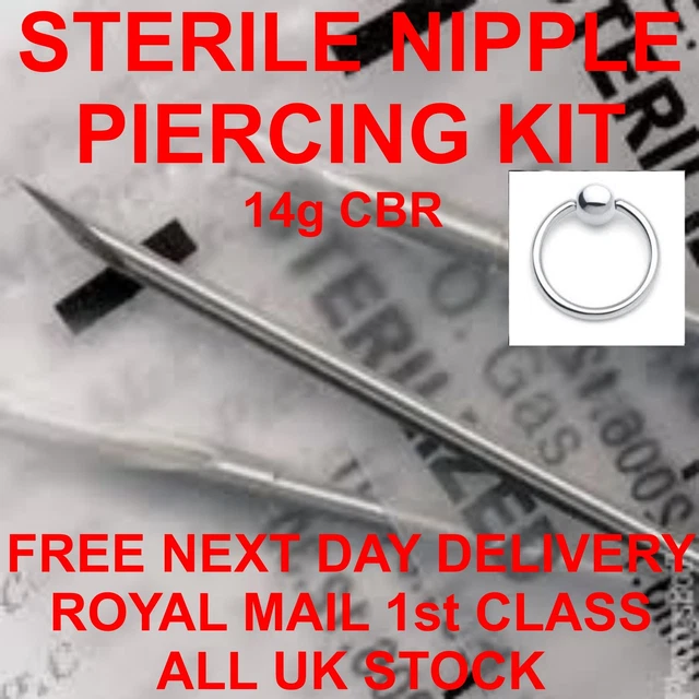 STERILE NIPPLE PIERCING KIT CBR 14g FREE POST 4.95