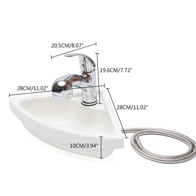 CORNER SINK MOTORHOME Boat Caravan RV Camper Corner Sink With Faucet