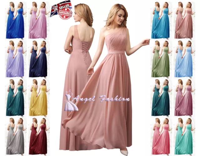 Long Chiffon Lace Evening Formal Party Ball Gown Prom Bridesmaid Dress Size 8-24