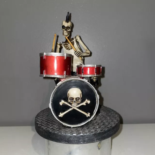 Skeleton Rock Drummer Figurine  day of the dead Figurine mohawk musician