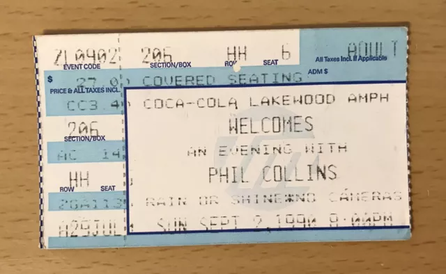 1990 Phil Collins Atlanta Concert Ticket Stub No Jacket Required Genesis Mama
