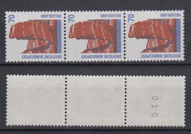 Bund 1469 u RM 3er Streifen SWK 70 Pf postfrisch gelbe Gummierung