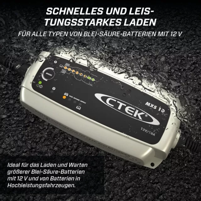 CTEK MXS 10, Batterieladegerät 12V Für Größere Fahrzeugbatterien, Batterieladege 3