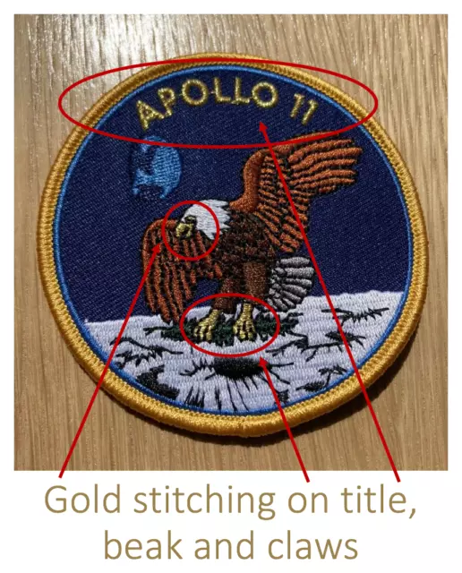APOLLO 11 Original NASA Space Patch Gold Embroidered Mission Classic