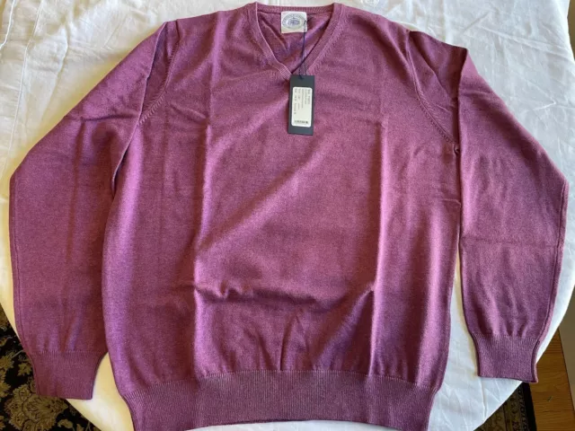J Press NWT Cotton Cashmere V Neck Sweater Men’s Sz Large/EUR52 UK 44 Purple