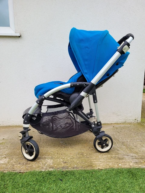 Bugaboo Bee 3  Blue pushchair with footmuff and raincover
