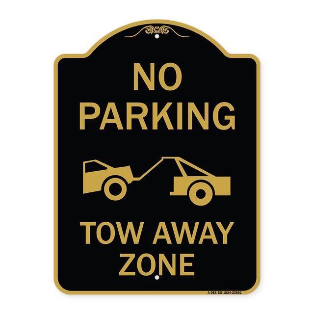 Designer Series - No Parking Tow Away Zone (Tow Truck Symbol) Heavy Gauge Metal