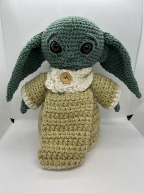 Handmade Crochet Baby Yoda The Child Grogu Star Wars Disney Plush Doll 12 1/2”