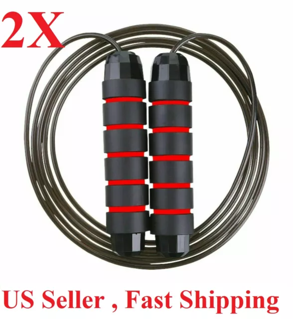 2pcs Jump Rope Gym Aerobic Exercise Boxing Skipping  Adjustable Speed Fitness