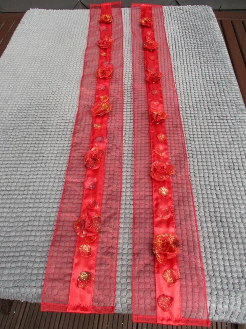 Deko 2 x Dekoband Tisch Tischläufer Rosen rot Weihnachten Hochzeit dekorieren