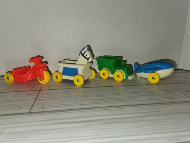 Fisher Price Little People Vintage Ride On Toys 1970s Great Condition Lot Of 4