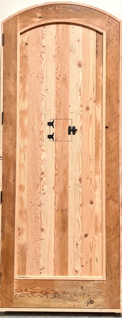 Rustic castle reclaimed lumber arched old growth Doug Fir solid door winery 3