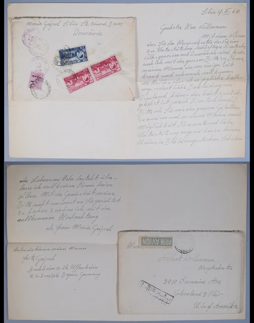 Mayfairstamps Romania 1948 Sibiu to US Airmail CoveR & Letter aab_68591