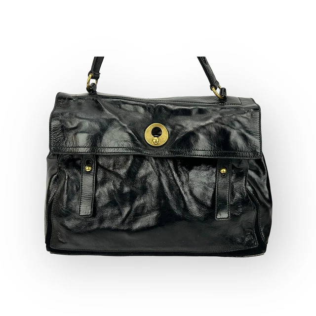 Yves Saint Laurent YSL Black Patent Leather Muse Two Messenger Bag Handbag Yves Saint Laurent YSL Black Patent Leather Muse Two Messenger Bag Handbag