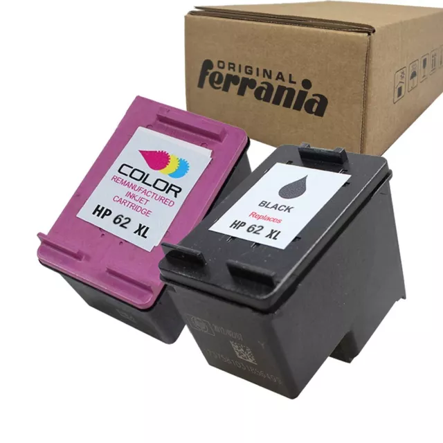 2 Cartucce Rigenerate HP62XL Nero HP62XL CO per Officejet 5740, ENVY 5540, 5640