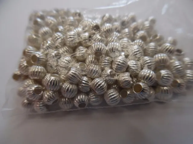 AC03 LOT 25 pieces Sterling Silver 925 Textured 4mm Round BEADS Jewelry Making