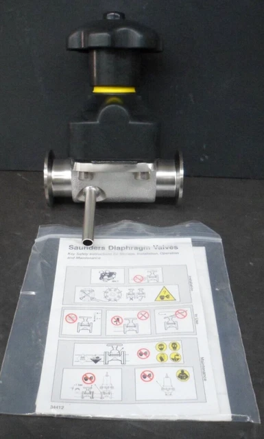 Saunders/Crane 34597 1” Tri Clamp Fittings 0.375 “ Fitting Diaphragm Valve