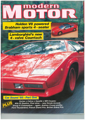 MODERN MOTOR CAR Magazine October 1985 Lamborghini Countach Alfa 33 ...