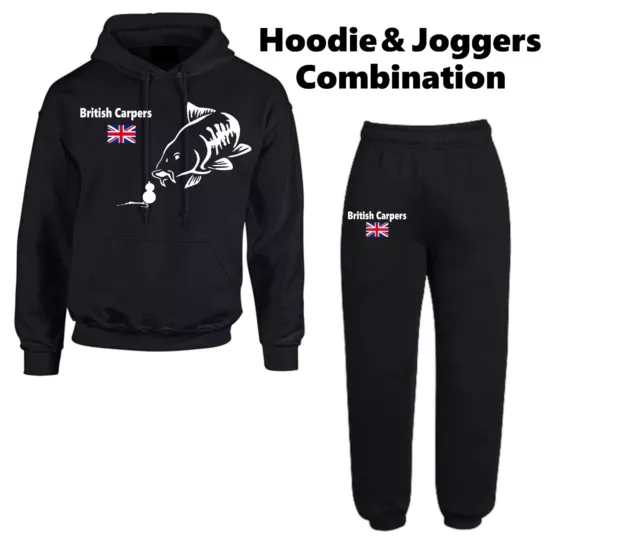 Karpfenangeln Hoodie & Jogger Set - schwarz