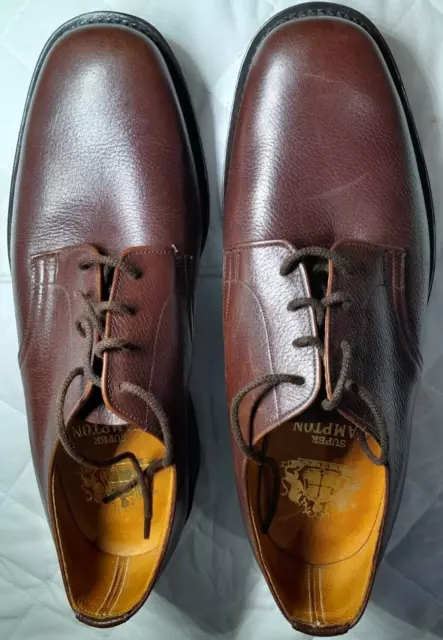 Men's Super Hampton Brown Crinkle Leather Derby Shoes UK Size 8