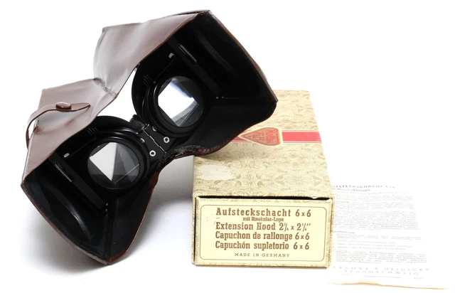 Rollei Extension Hood 2 1/4 x 2 1/4 attachment shaft 6x6 with binocular magnifie