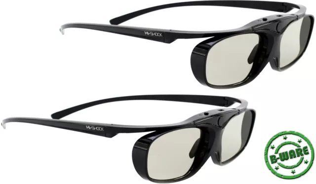 2x aktive 3D Brille Hi-SHOCK® RF Black Heaven für Sony Beamer VPL HW45 / 65 ES