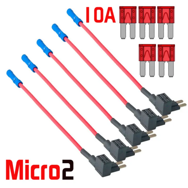 5 Add A Circuit Piggy Back Fuse Tap Micro2 ATR APT Fuse 10AMP Blade Fuse Holder