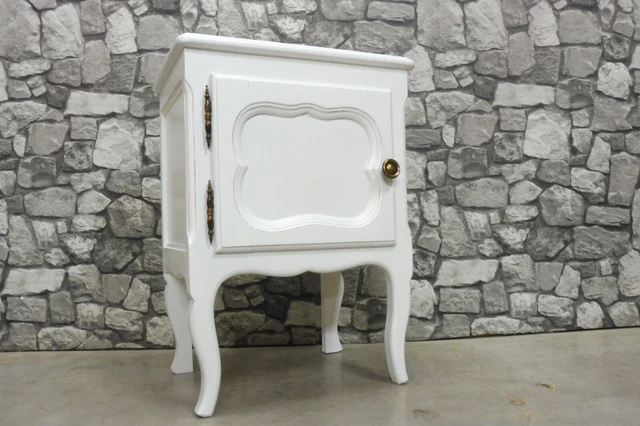 Wooden Mid Century Bedside Table Bedside Nightstand French Louis Style White