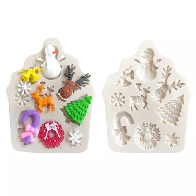 Silicone Christmas Tree Elk Snowman Snowflake Cutter Mold DIY Baking Cake De_ZY