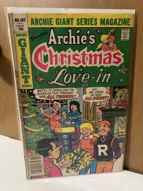 Archie’s Christmas 502 🔥1981 NWSTND🔥LOVE-IN🔥Giant Series🔥Bronze Comics🔥VGF
