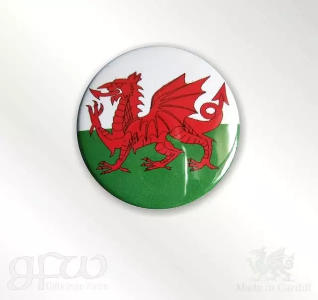 Welsh Flag  - Small Button Badge - 25mm diam