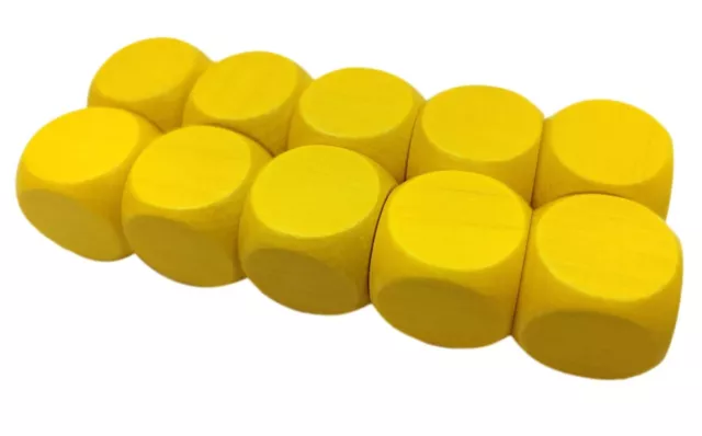 10x Dados de Madera Dados Cubos Madera Seis Caras 20mm Juego 10 dados AMARILLO