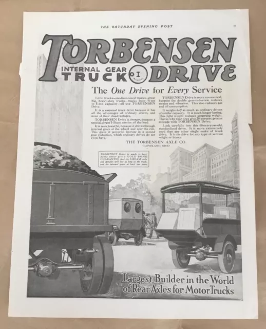 Torbensen Truck Axle Co ad 1917 originl vintage print retro art illus automobile