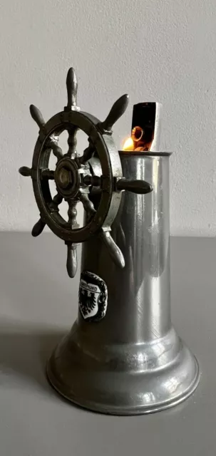 Rare Vintage German Table Lighter Ships Wheel Dortmund