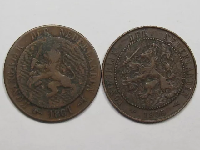 2 Netherlands 2½ Coins: 1881 & 1905. #64