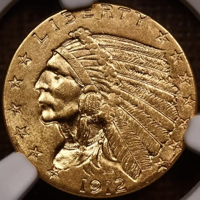 1912 $2.50 Indian Gold Quarter Eagle, NGC MS62, nice original DavidKahnRareCoins