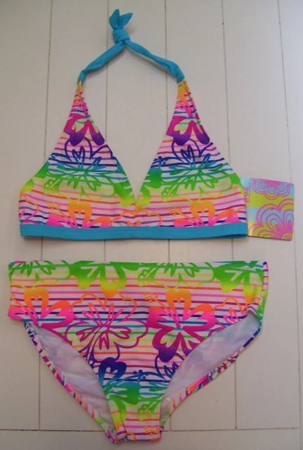 Girls St Tropez 2 Pc Tropical Fully Lined Bikini Swimsuit Sz 16