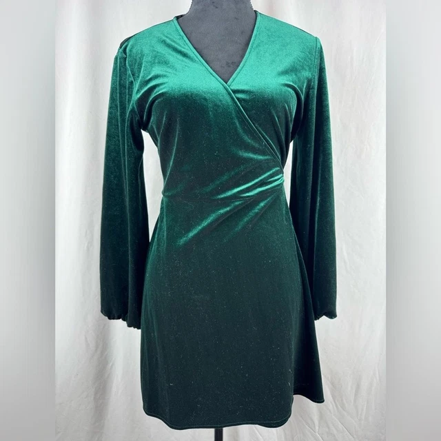 ZARA GREEN VELVET Floral Wrap Maxi Dress Long Sleeve 10 12 M New 69.99  Bnwt 25.90 - PicClick UK