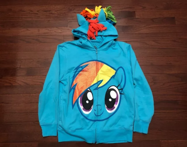 2014 My Little Pony Hooded Full Zip Sweatshirt Mens Xs Extra Small Blue Hoodie S