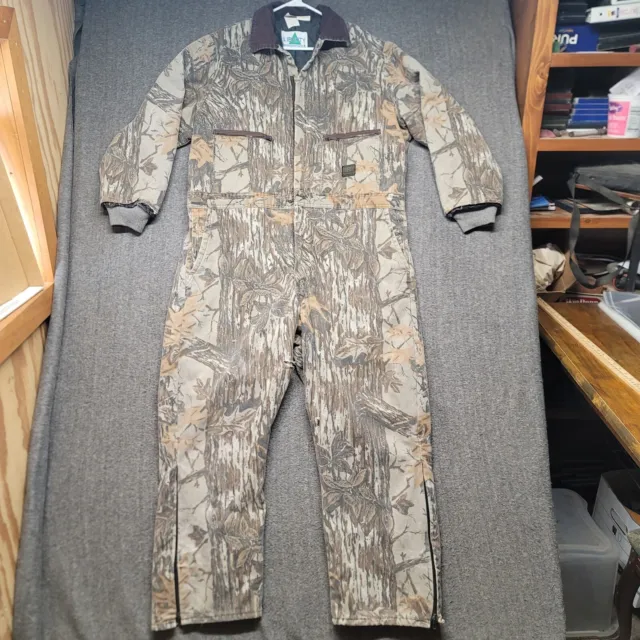 Vintage Liberty Coveralls Mens 2XL Realtree Camo Insulated Hunting USA Damage