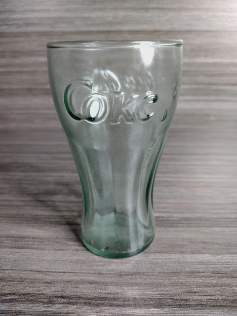 Vintage Coca Cola Green 6 oz Glasses 4-3/8" Small Coke Embossed Glass .