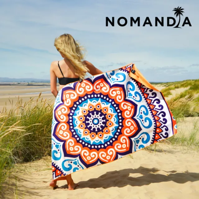 Nomandia ® Lightweight Microfibre Beach Towel Extra Large - 180x90cm Mandala Dry