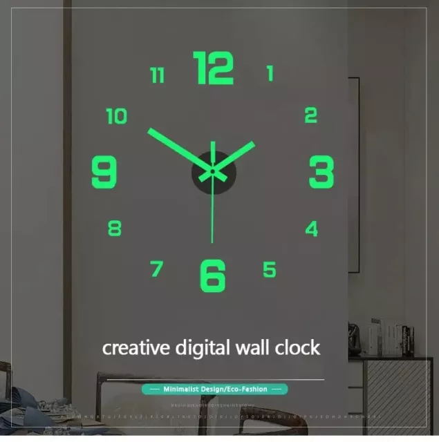 Sans cadre Lumineux 3D Horloge murale Décor mural Horloge numérique