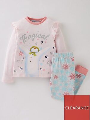 Girls The Snowman Magical Frill Pyjamas Pink/ Blue Size 2-3 5-6 years