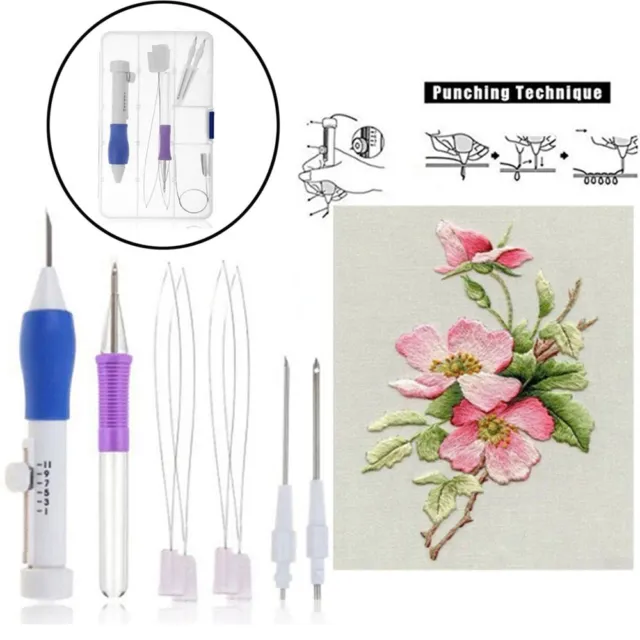 Tools Threaders ABS Plastic Punch Needle Knitting Sewing Embroidery Pen Set